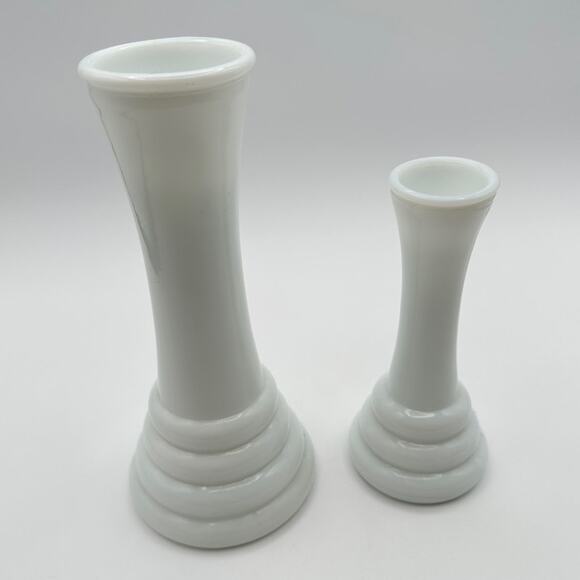 Two Milk Glass Bud Vases | Randall Art Deco Beehive Vintage Wedding Xmas Decor - Picture 13 of 13